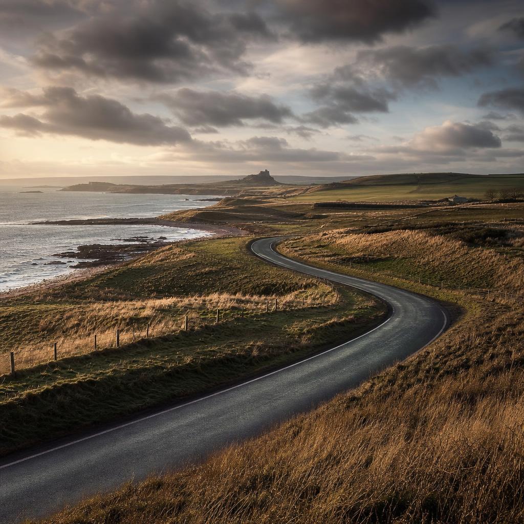 A coastal road in Northumberland