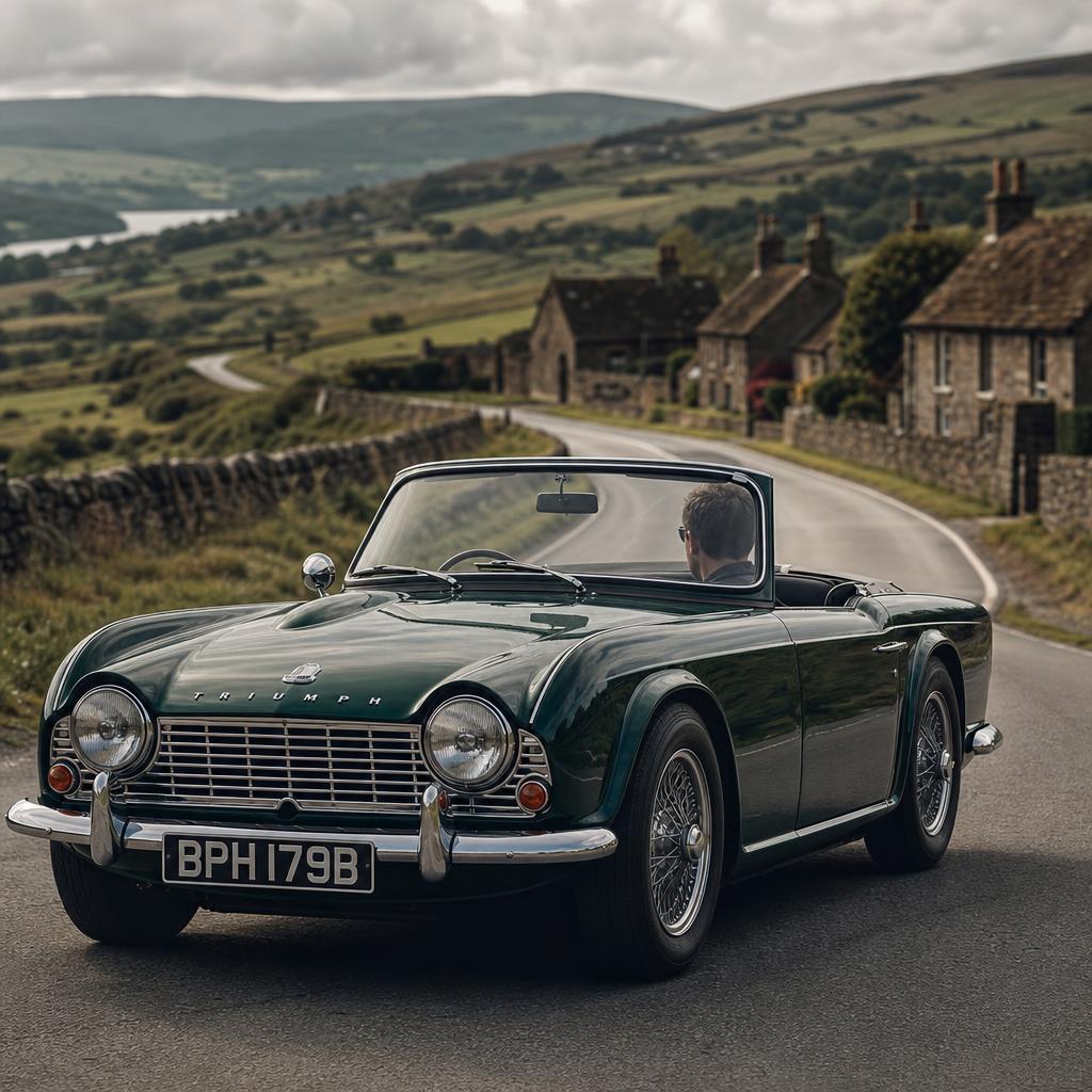 Triumph TR4 on a country road
